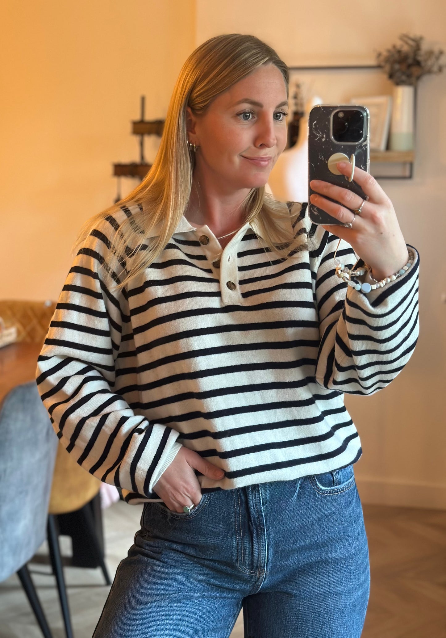 Pull rayé col polo laine T.38
