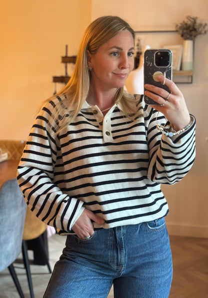 Pull rayé col polo laine T.38