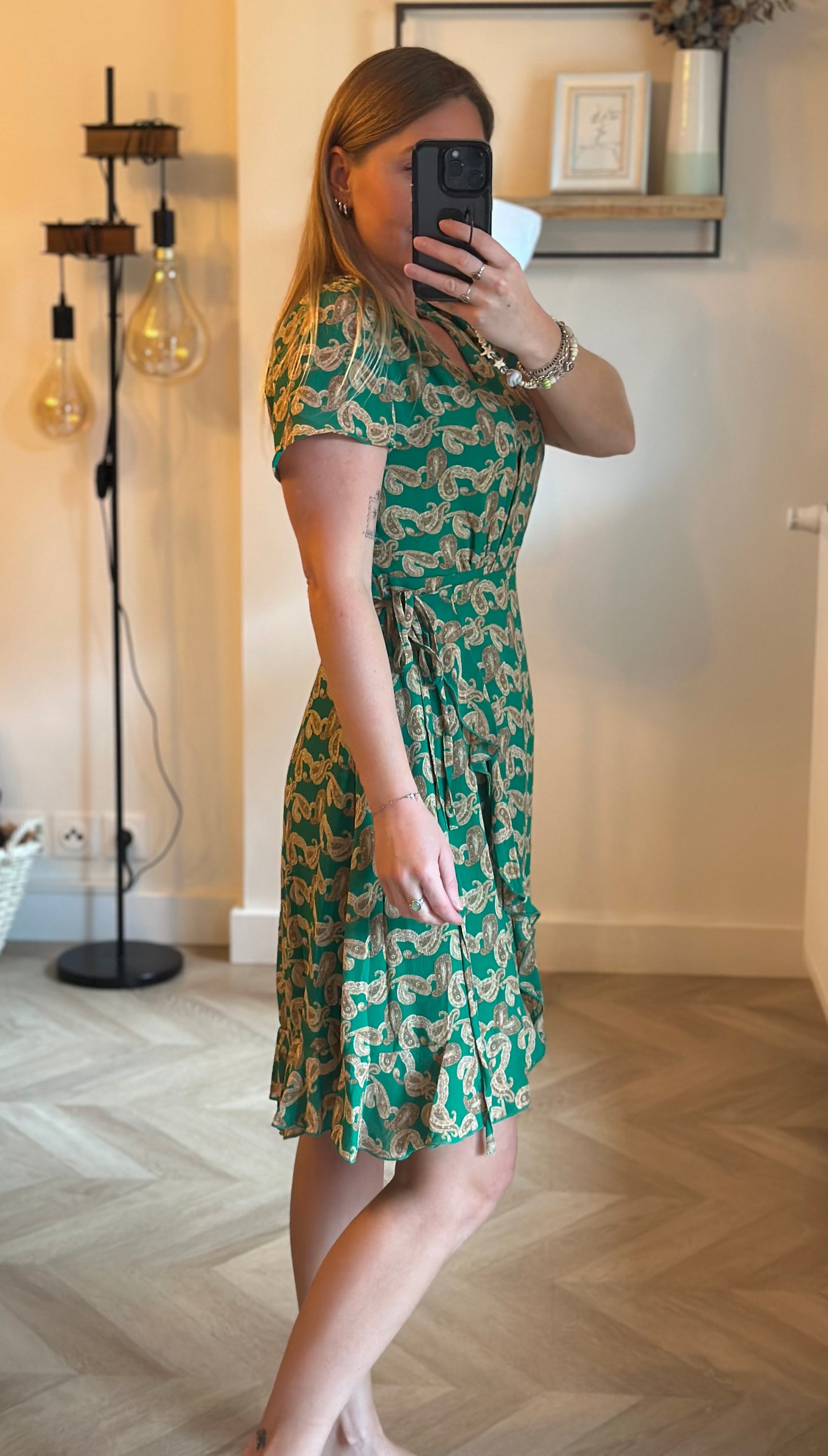 Robe portefeuille imprimé cachemire vert T.36 neuf avec étiquette