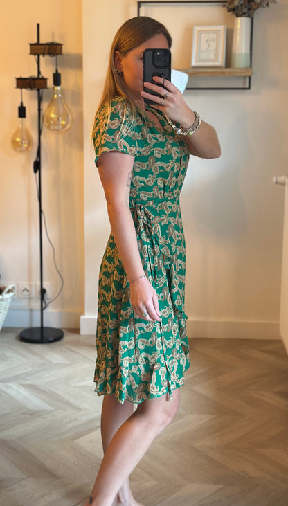 Robe portefeuille imprimé cachemire vert T.36 neuf avec étiquette