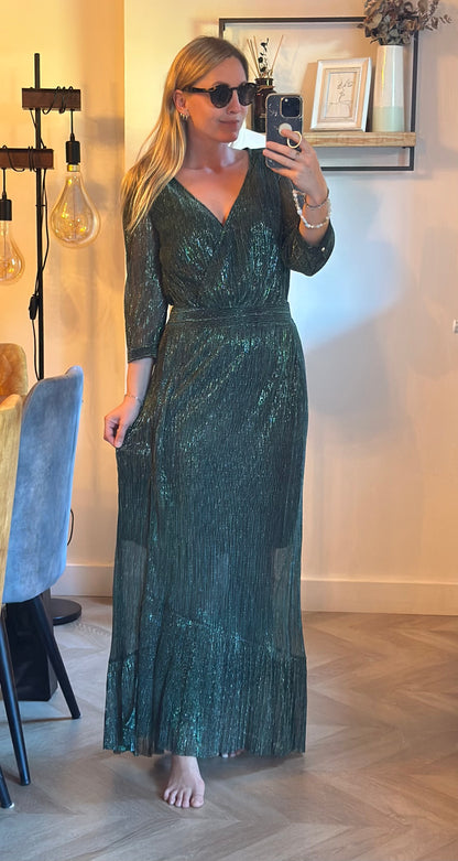 Robe longue vert métallisé – T.36 Neuve étiquette