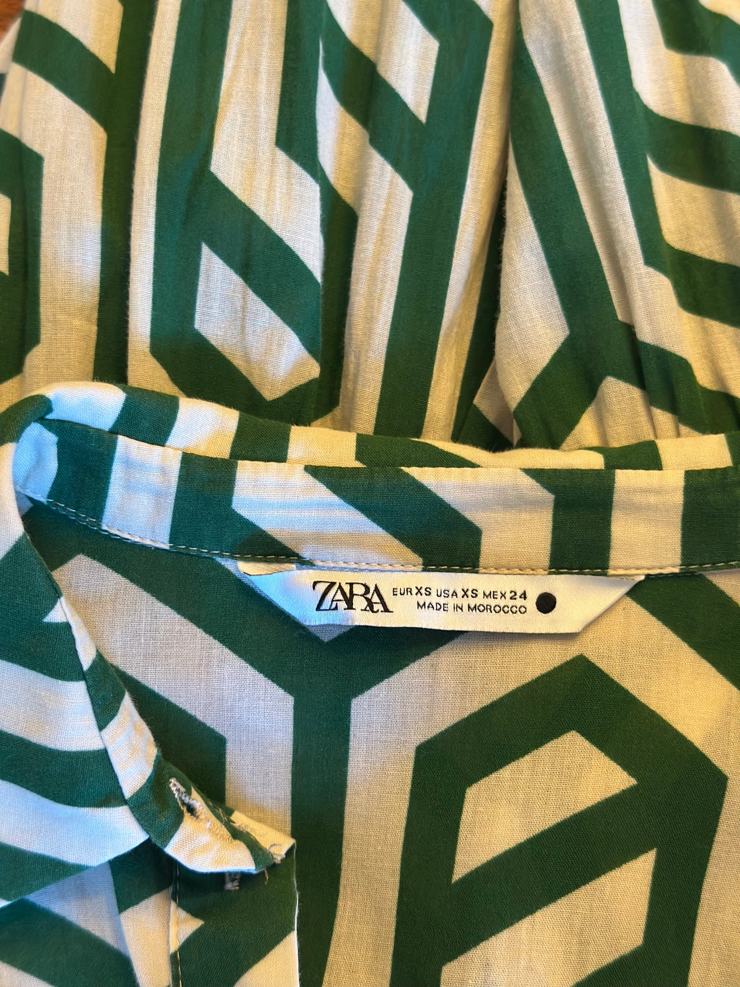 Robe longue oversize imprimé vert en coton T.34