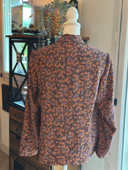 Veste blazer imprimé floral marron T.44