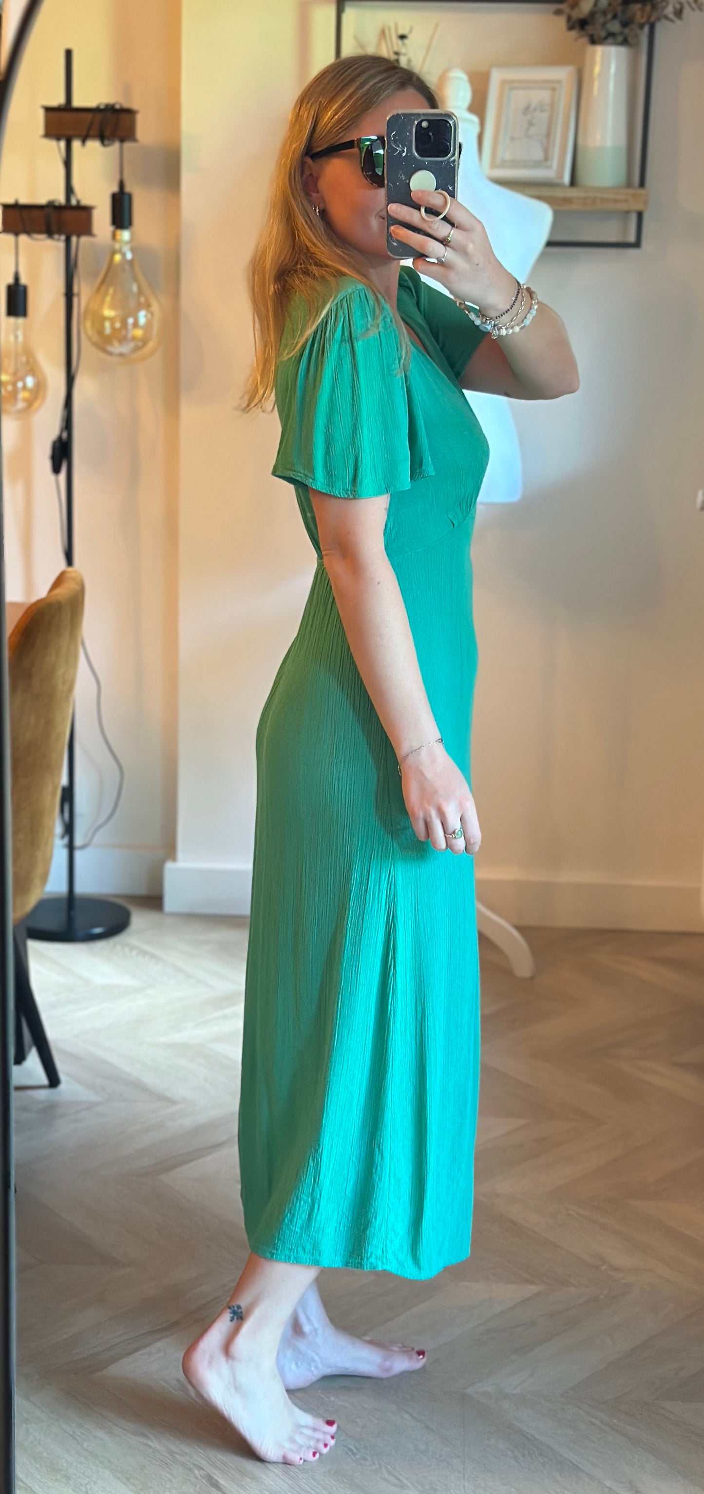 Robe midi Jet verte jacquard T.36