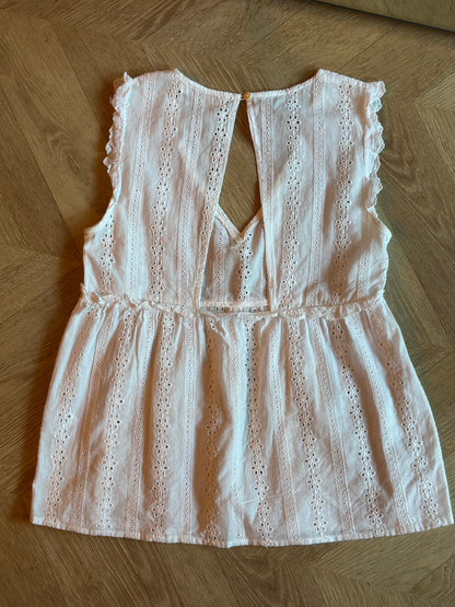 Blouse brodée anglaise blanche en coton T.36