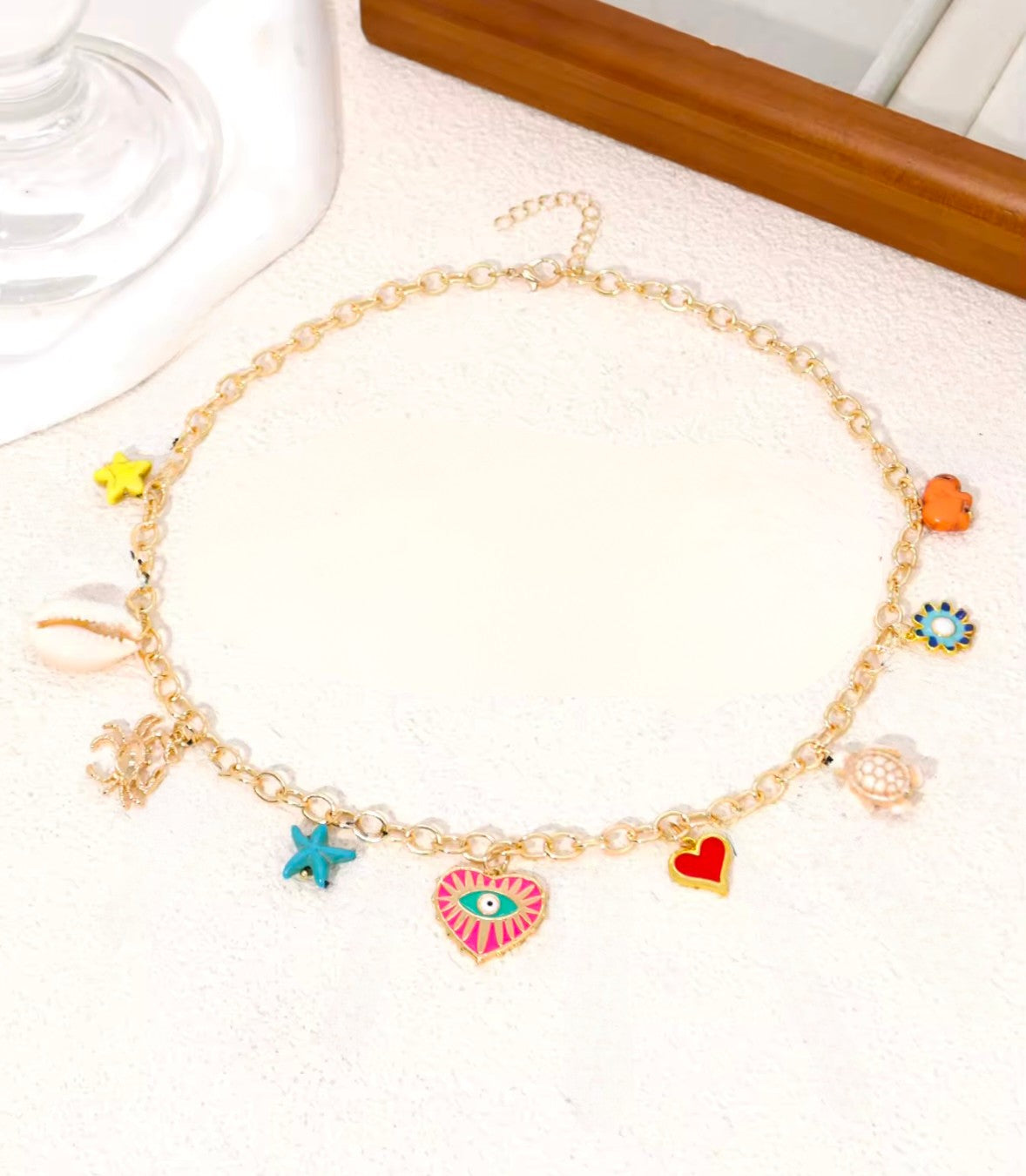 Collier doré en acier inoxydable – pendentifs tendance et colorés
