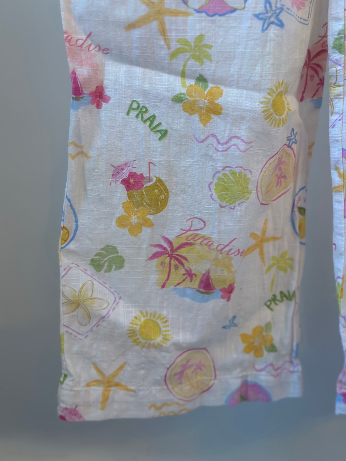 Pantalon jambes larges imprimé tropical – Neuf T.34
