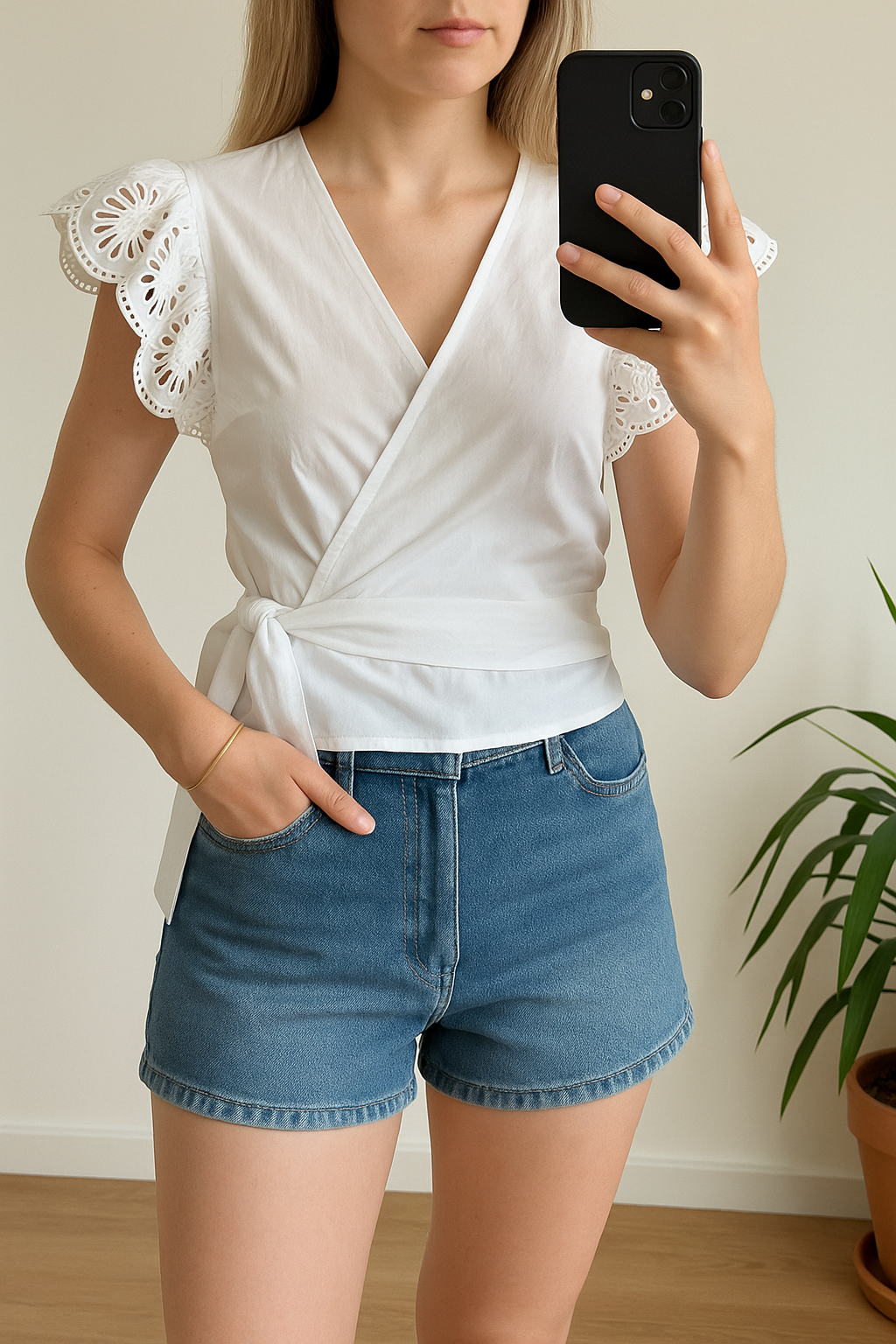 Blouse en coton broderie, anglaise T.36