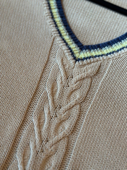 Pull maille torsadée beige T.40