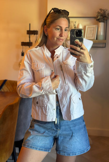 Veste saharienne en jean rose poudré IKKS T.36
