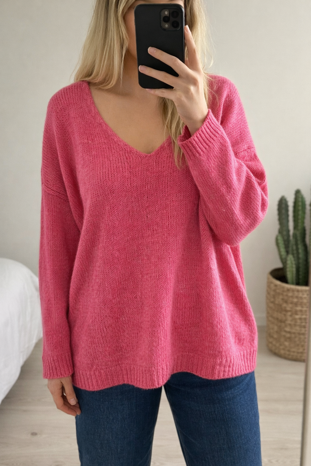 Pull rose en maille lainé T.U