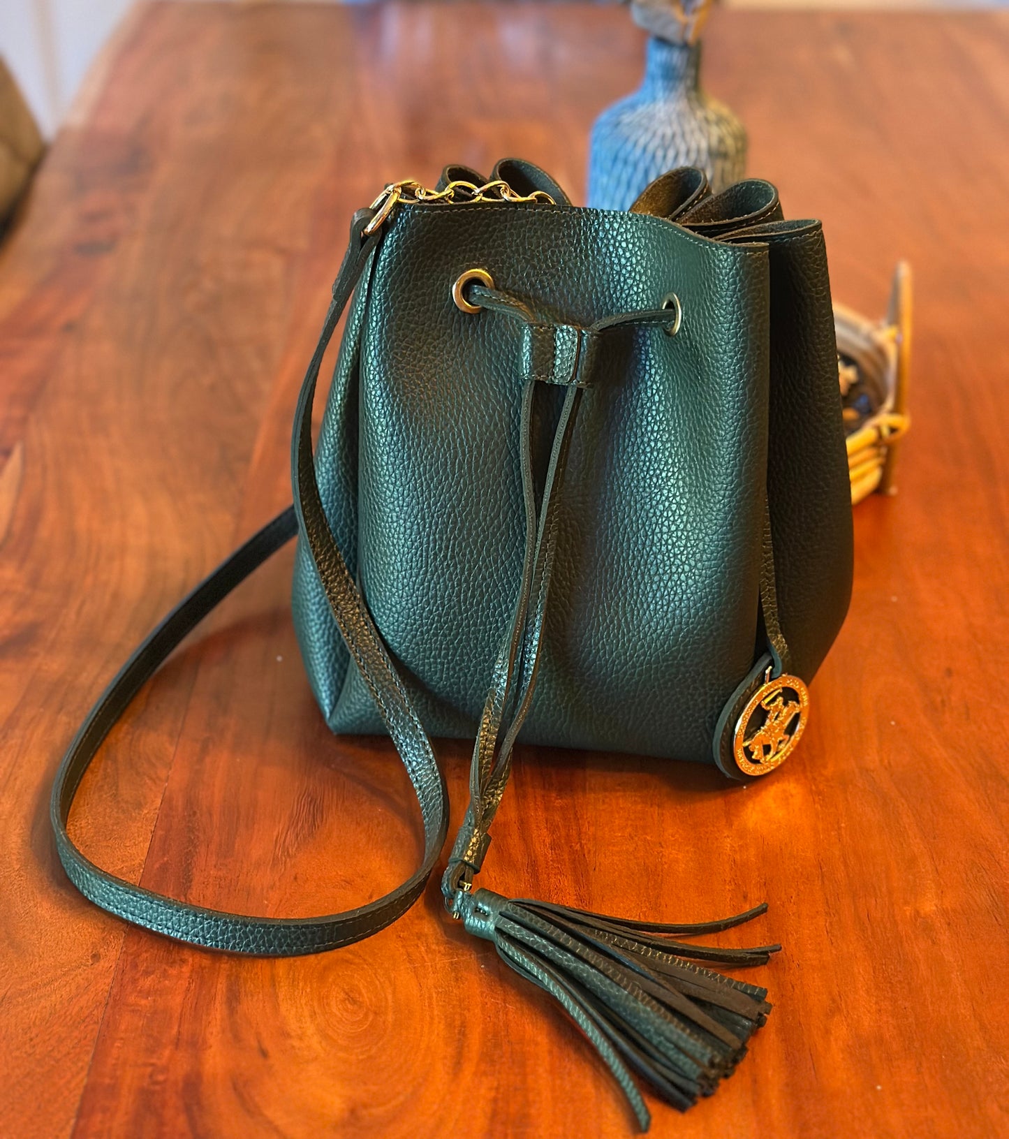 Sac seau uni vert