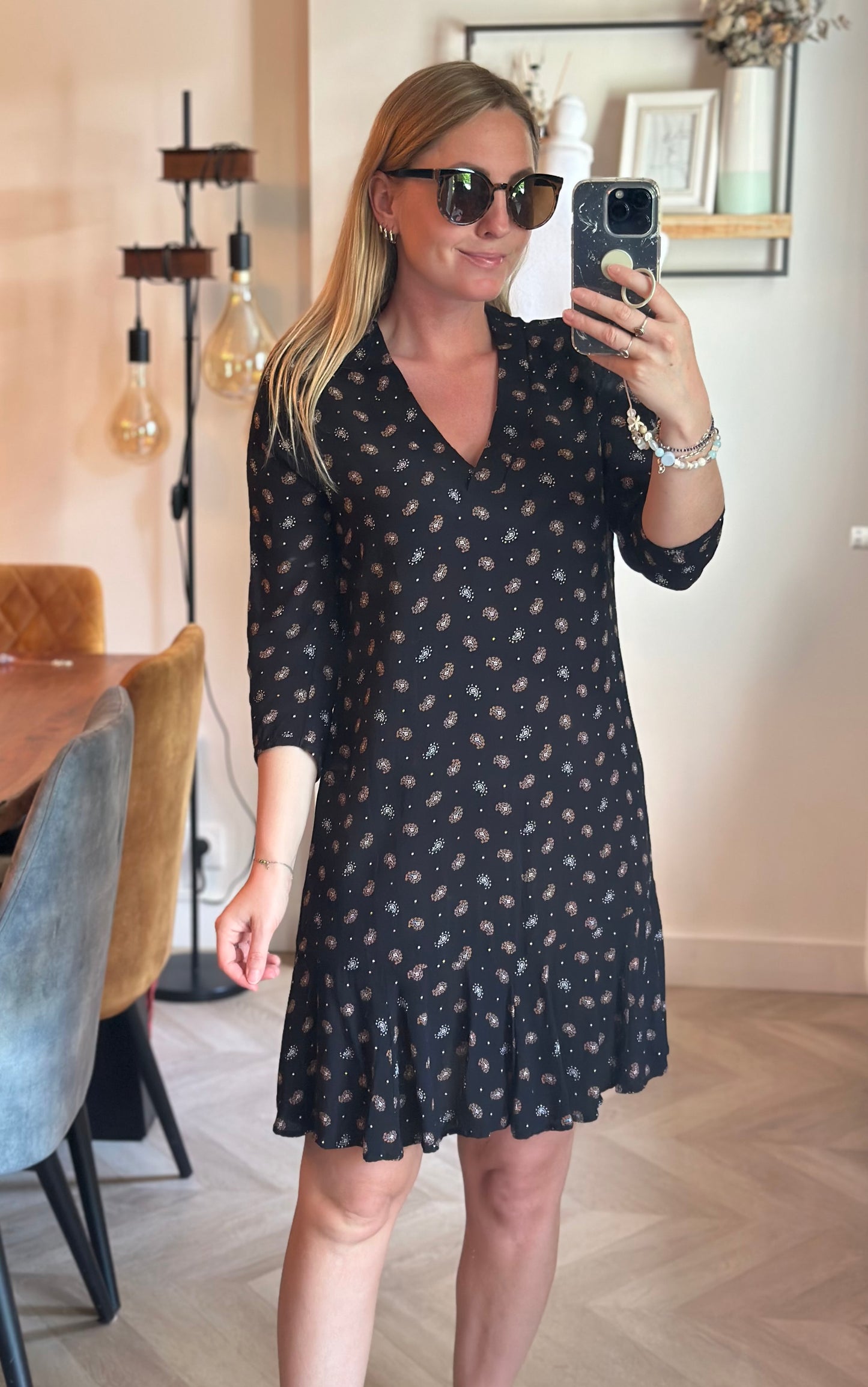 Robe noire imprimé cachemire T.36