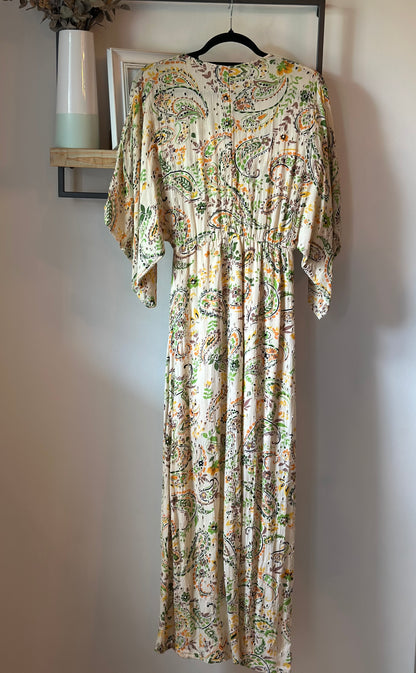Robe longue imprimé fleuri et cachemire T.34