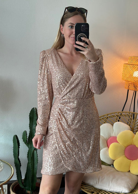 Robe à sequins rose poudrée T.38