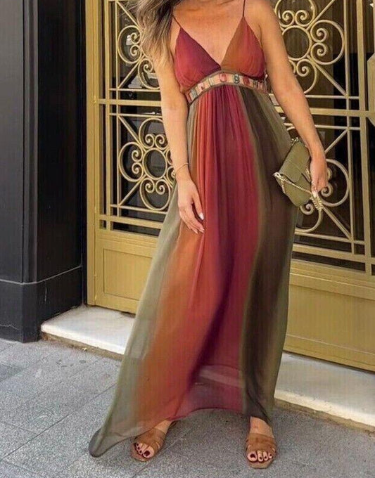 Robe longue dégradé multicolore - T.34 - Neuf