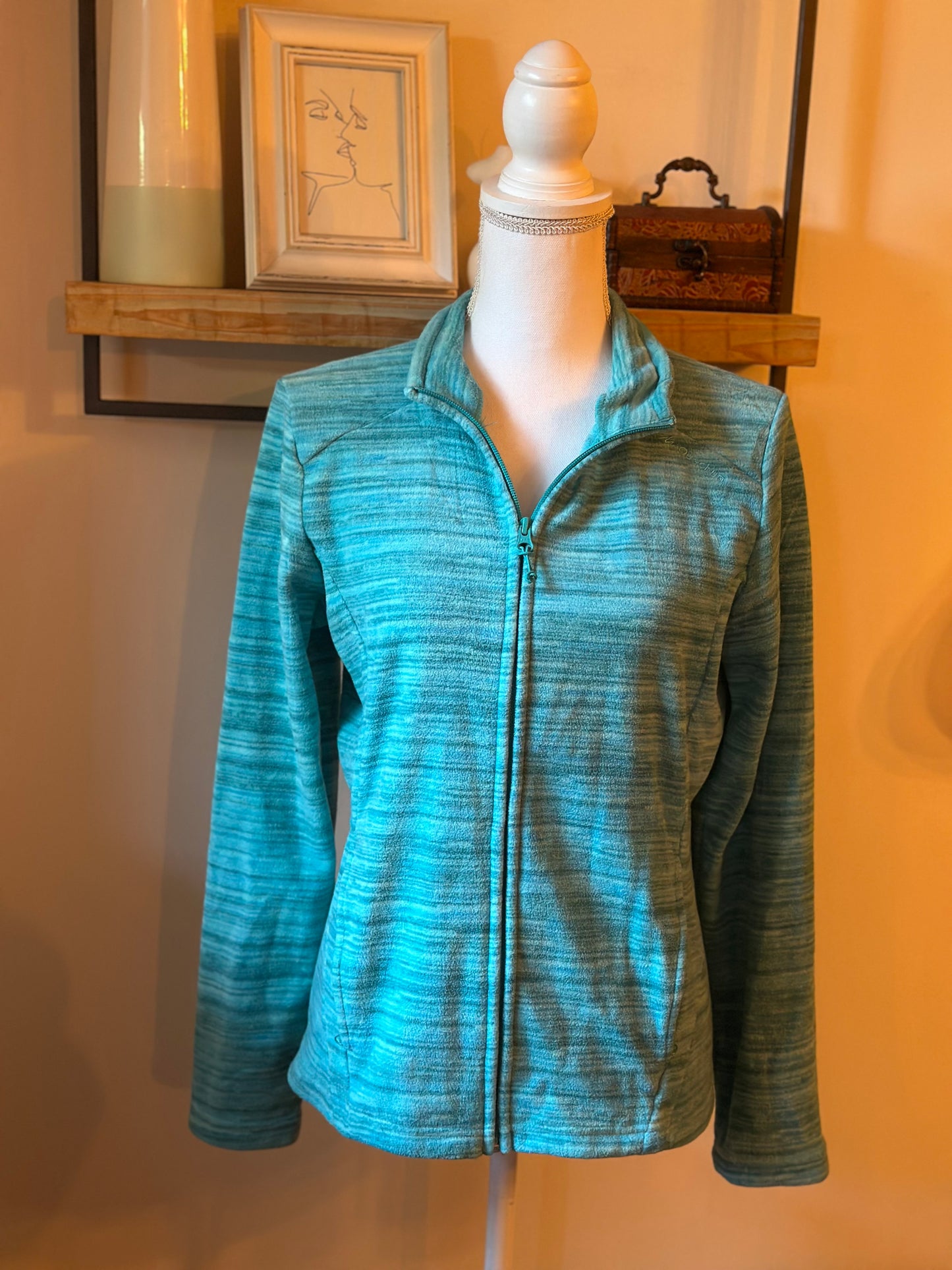 Veste polaire zippée chinée verte T.34
