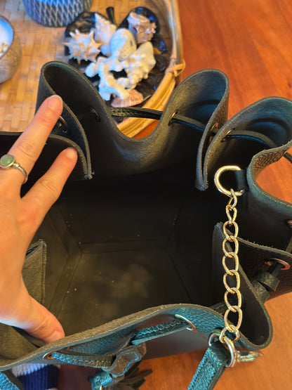Sac seau uni vert