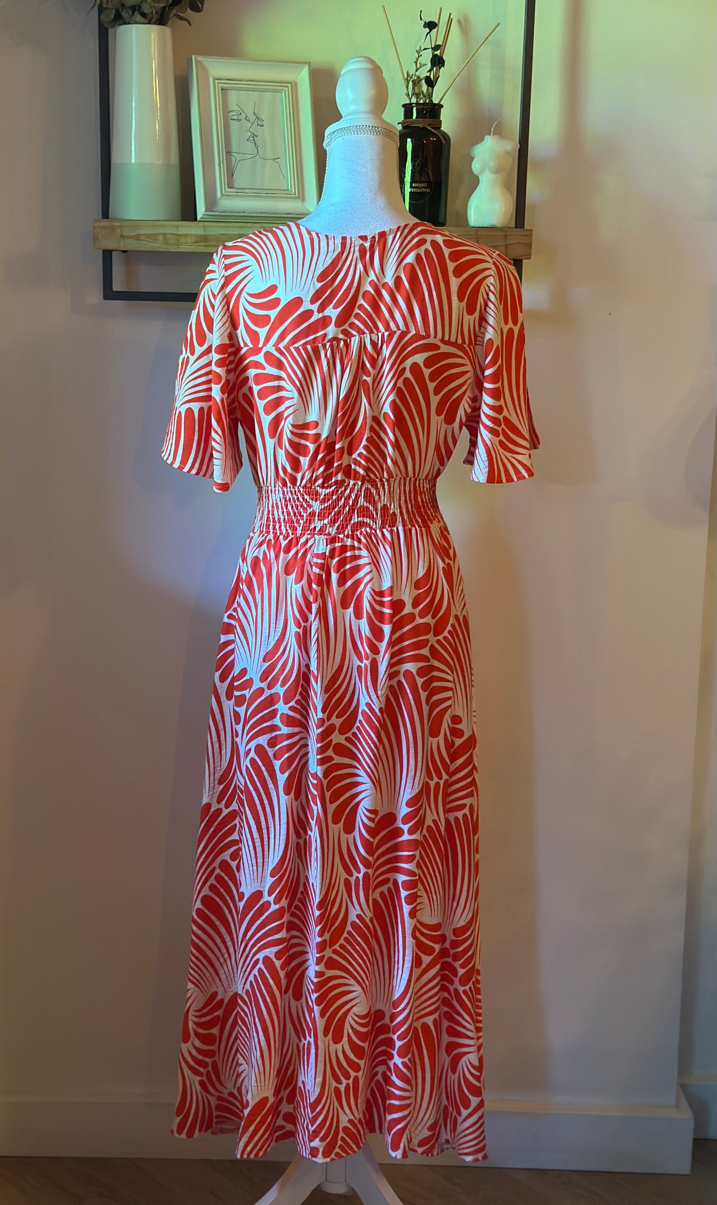Robe longue imprimé corail T.36/38