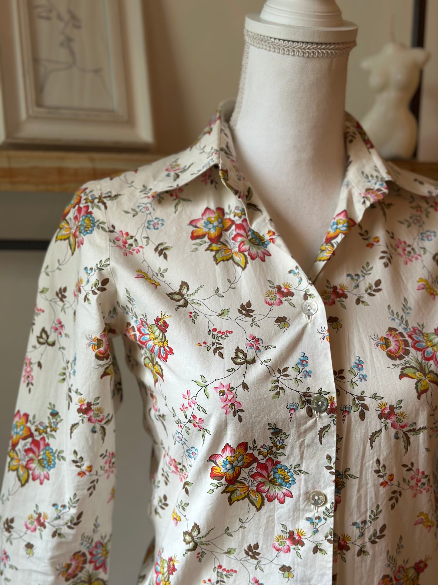 Chemise imprimé fleuri en coton T.34
