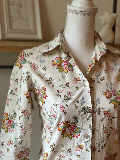 Chemise imprimé fleuri en coton T.34