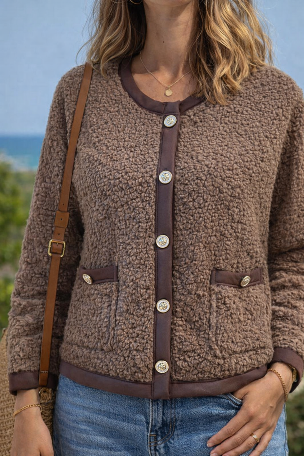 Veste Teddy effet mouton marron neuf T.36/38
