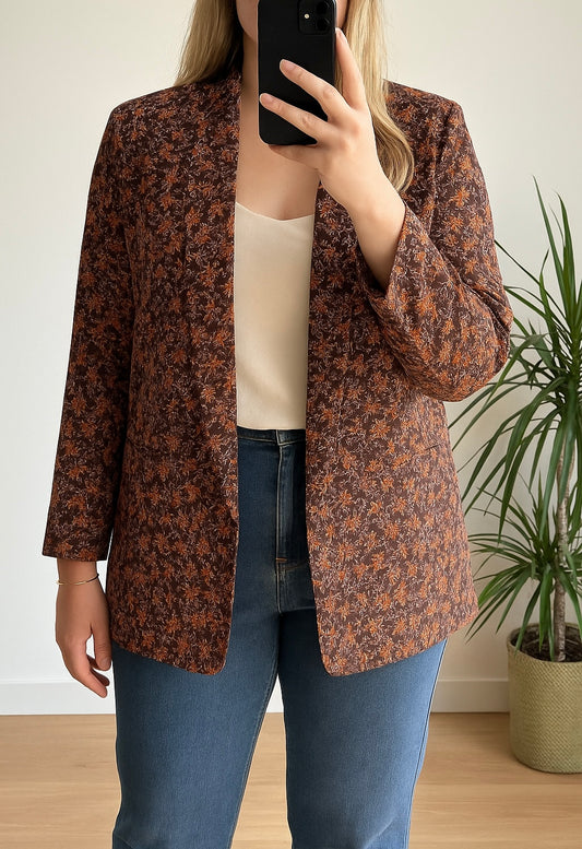 Veste blazer imprimé floral marron T.44
