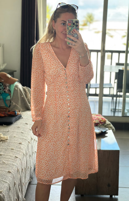 Robe midi neuve à petites fleurs T.36
