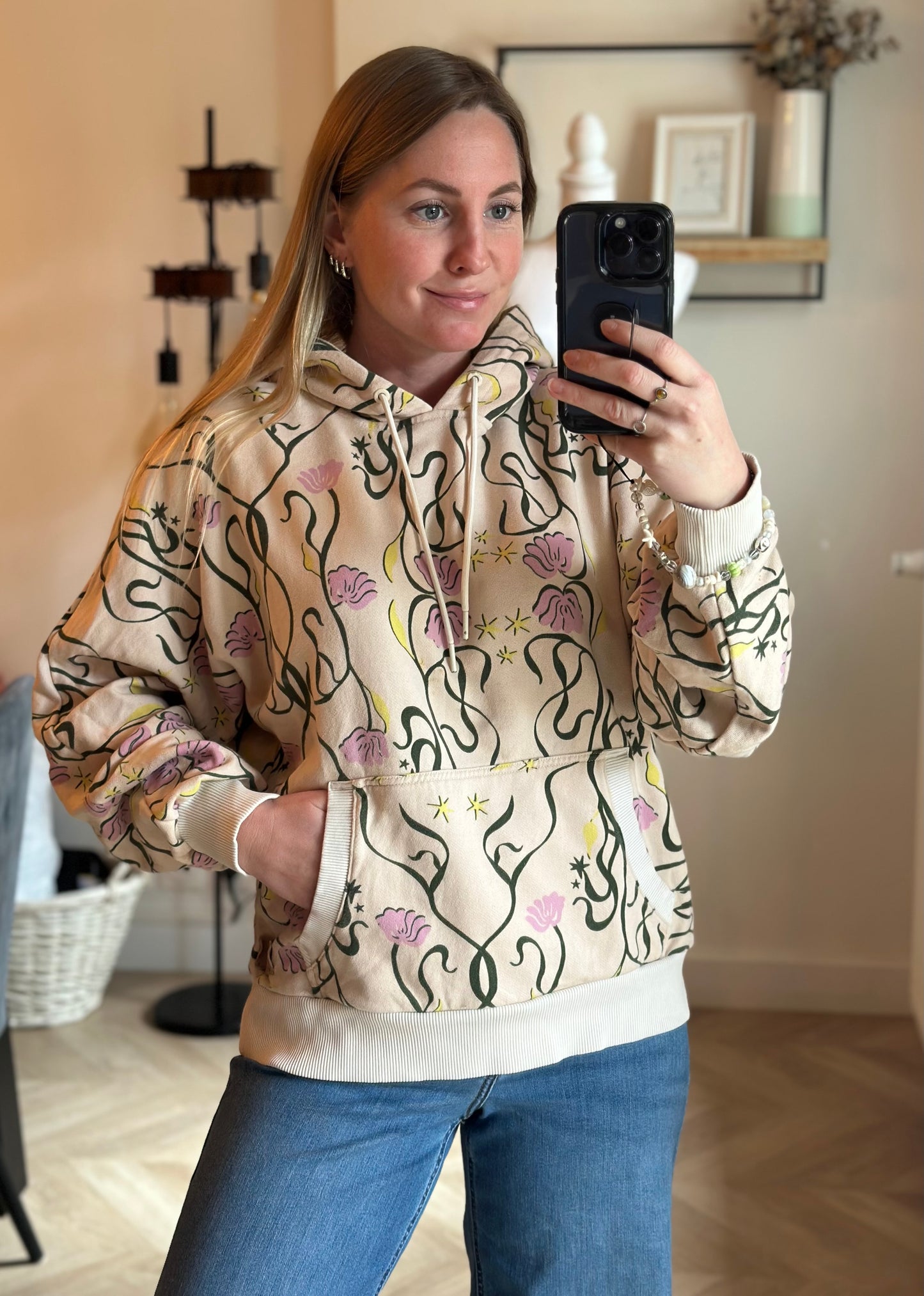 Sweat à capuche imprimé coton bio T.34/36