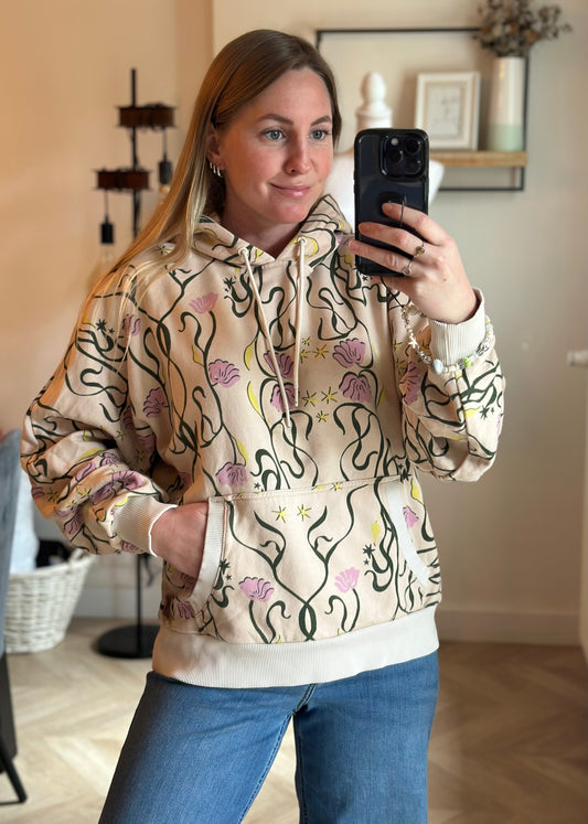 Sweat à capuche imprimé coton bio T.34/36