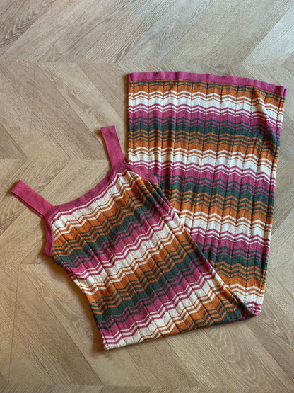 Robe longue maille ajourée multicolore T.36