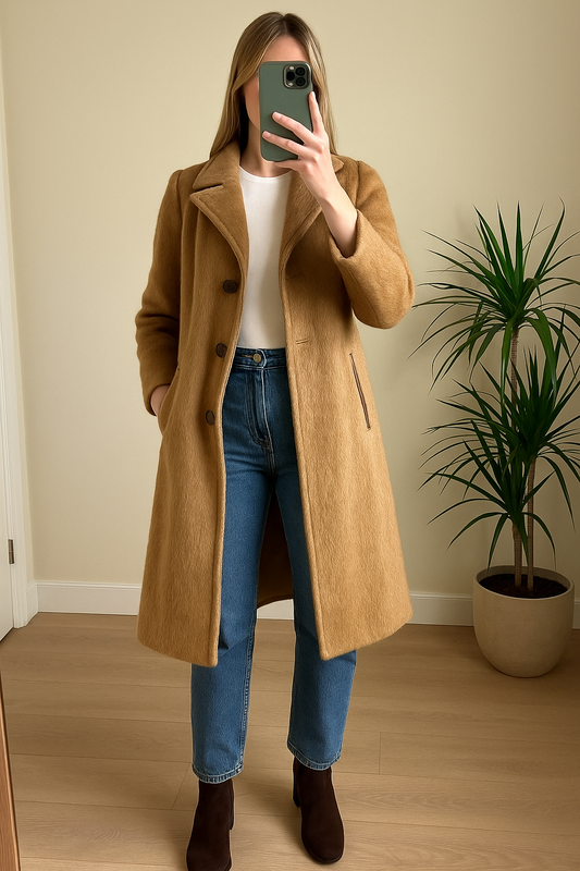 Manteau doux en laine modèle vintage T.36