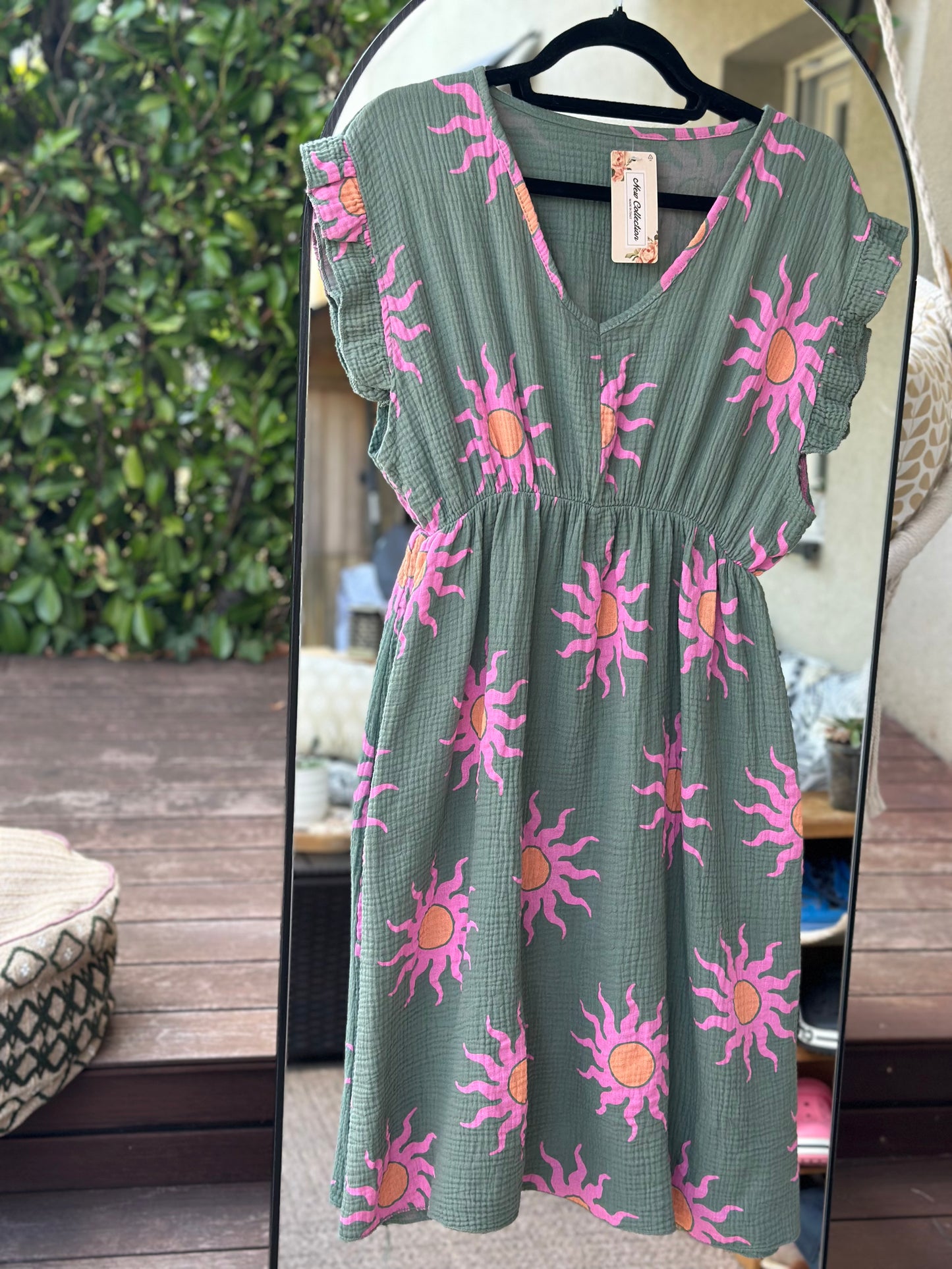 Robe gaze de coton imprimé soleil Made in Italy T.U 36/40
