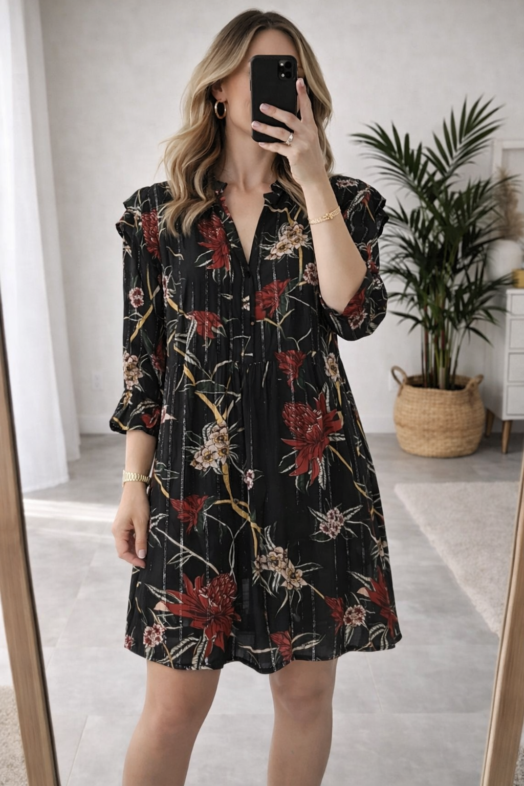 Robe midi fluide imprimé fleuri - Modèle Paprika T.36