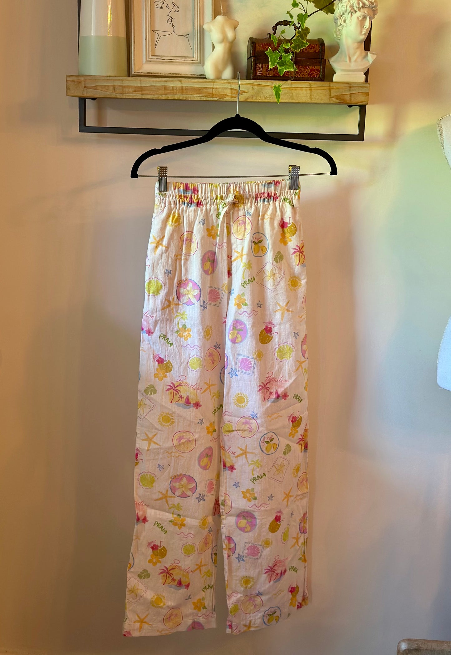 Pantalon jambes larges imprimé tropical – Neuf T.34