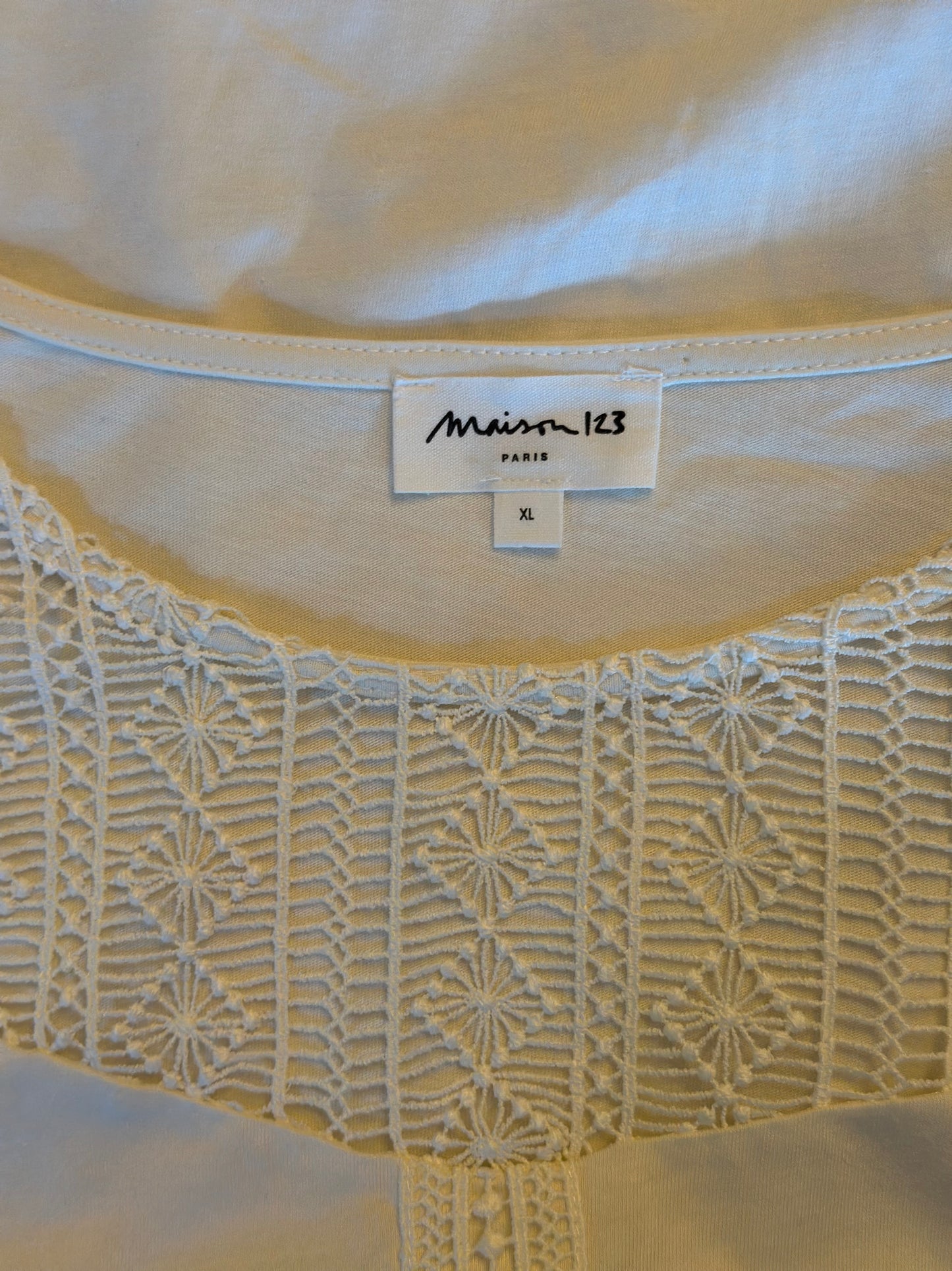Blouse coton broderie dentelle écru T.42
