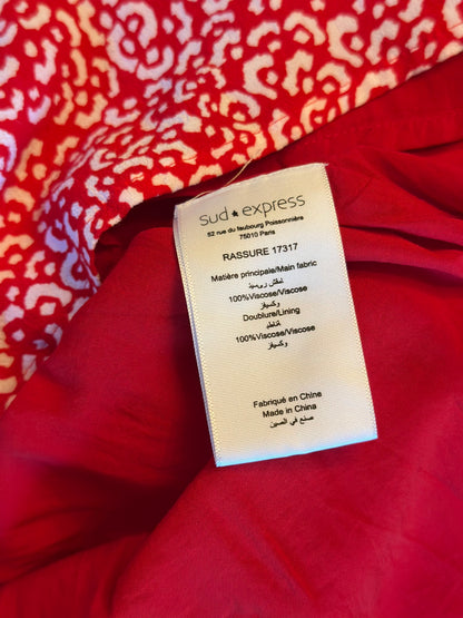 Robe rouge imprimé léopard en viscose T.38
