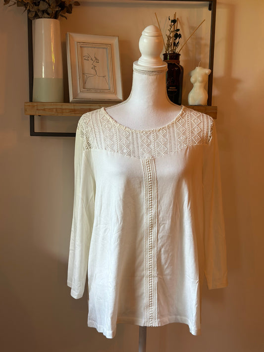 Blouse coton broderie dentelle écru T.42