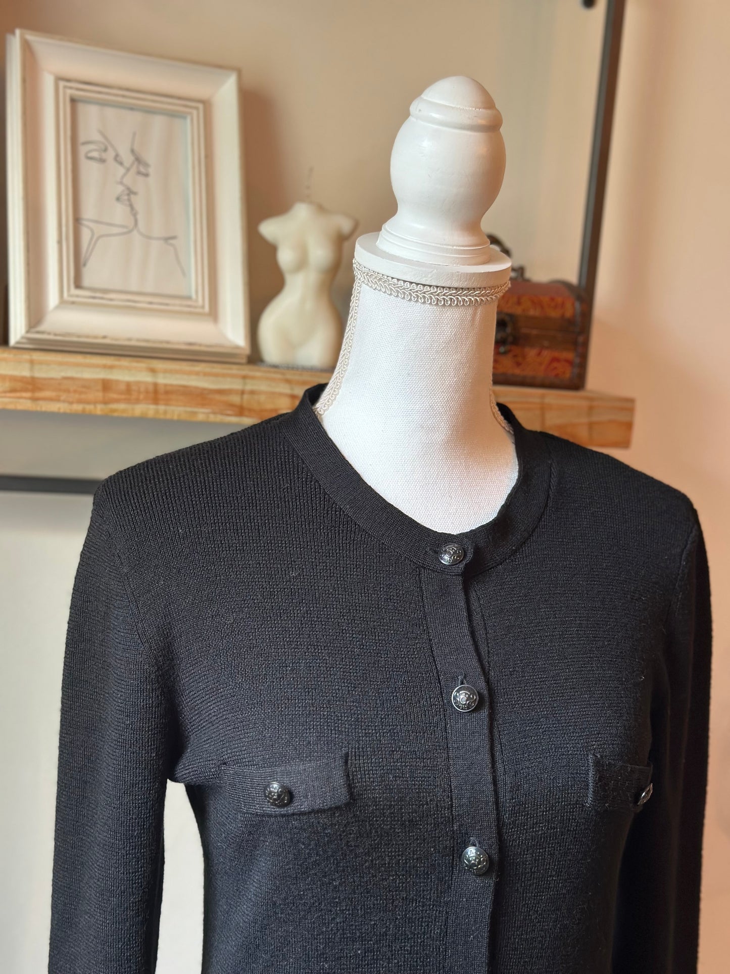Cardigan noir boutons métal laine T.36