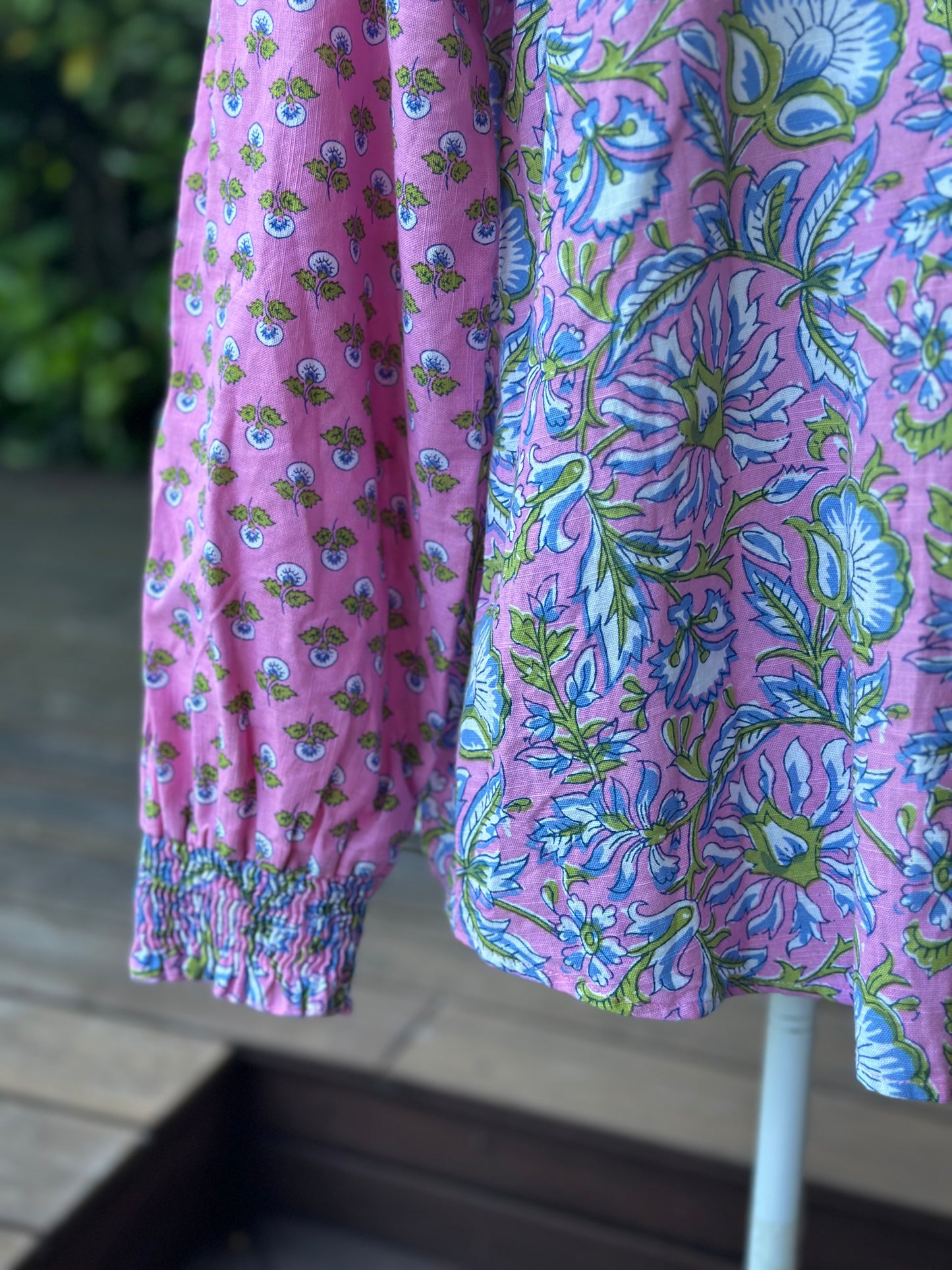 Blouse bohème modèle Raquel rose à motifs T.U (36 au 42)