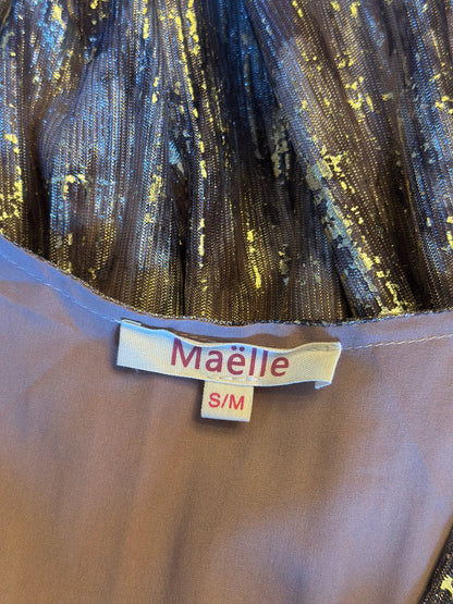Robe longue irisée beige doré manches voile T.36/38
