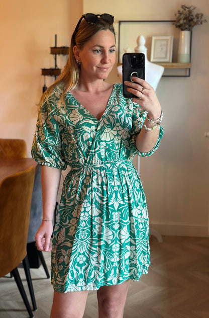 Robe imprimé vert cachemire fleuri T.36