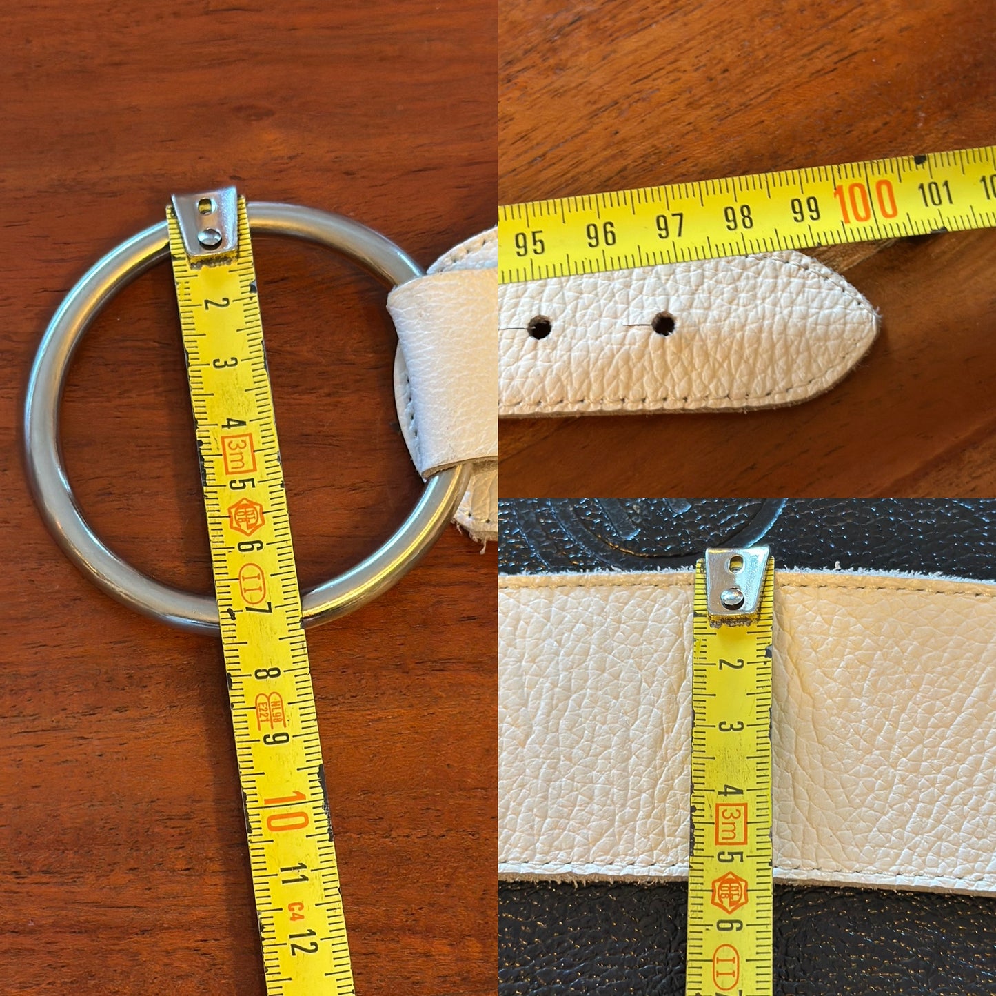 Ceinture blanc crème en cuir modèle vintage 20s’