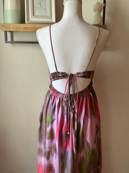 Robe longue fluide rose lila colorée neuf T.36