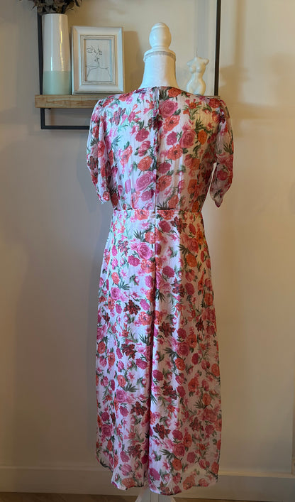 Robe longue fleurie à fils lurex T.38
