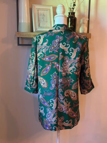 Blazer fluide imprimé cachemire vert T.U 38/42
