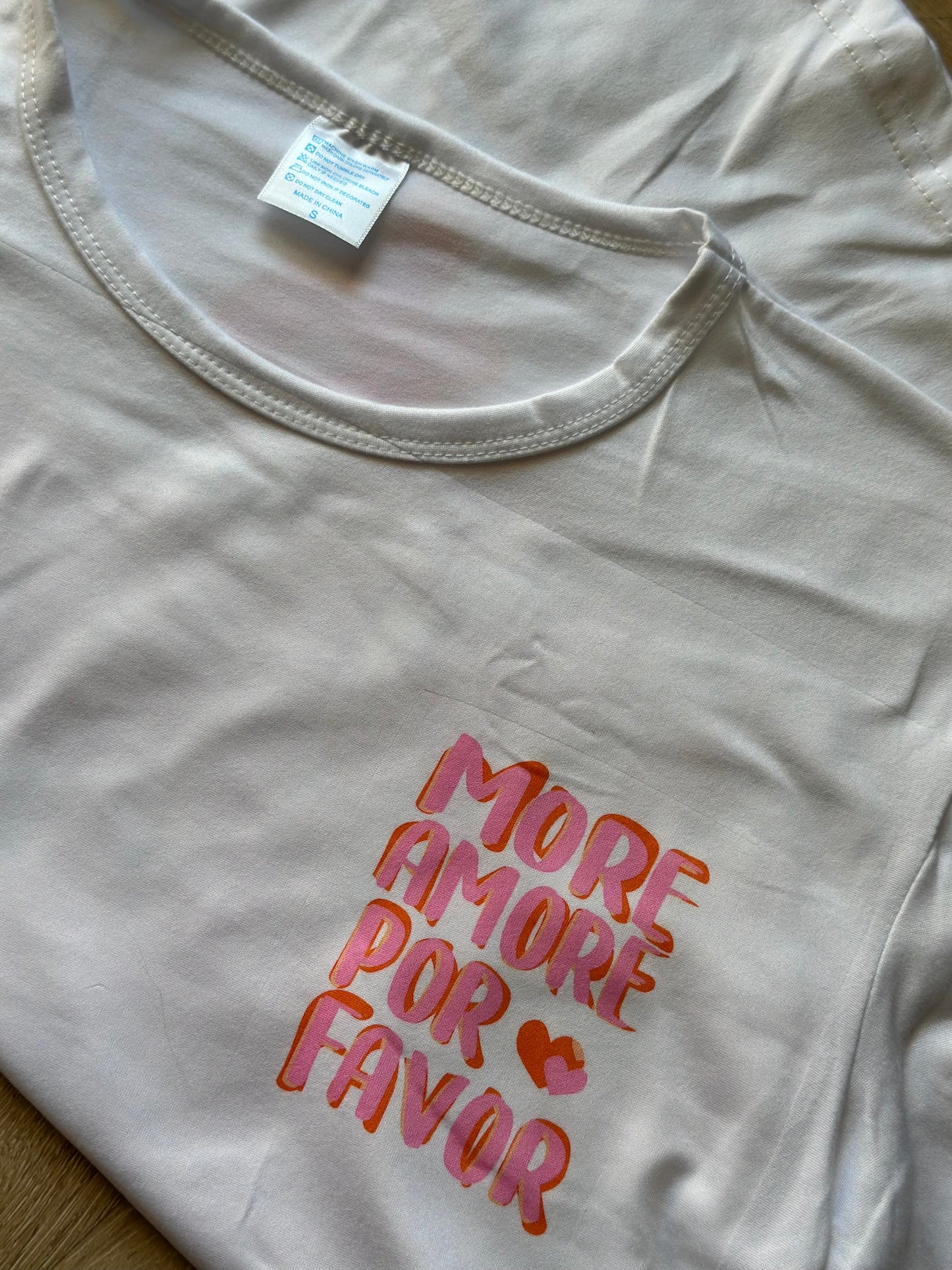 T-shirt blanc imprimé “Amor por favor” T.36 neuf