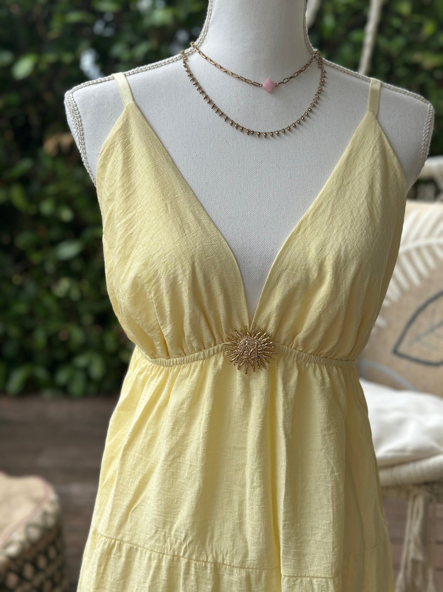 Robe à bretelles Made in Italy jaune clair en viscose T.U