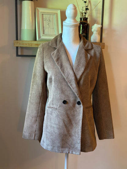 Blazer long en velours côtelé camel fabrication italienne T.36/38