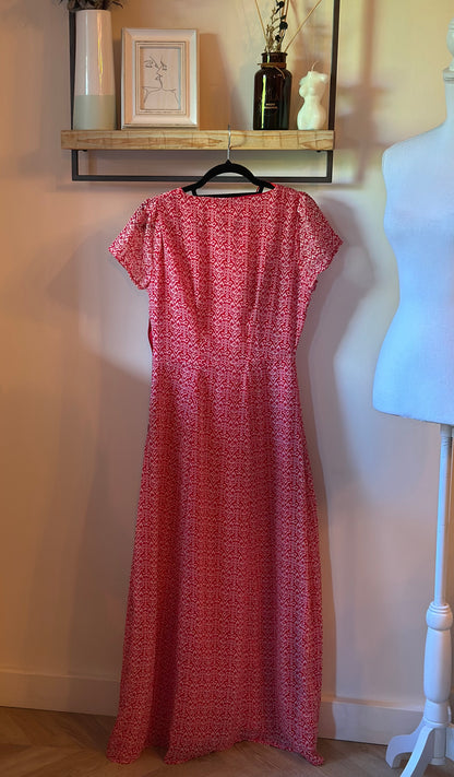 Robe longue imprimé rouge et blanc T.36
